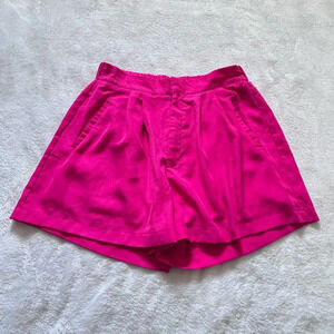 Pink High Waist Shorts Pleated‎ Pockets Casual Summer Hot Girl Size M